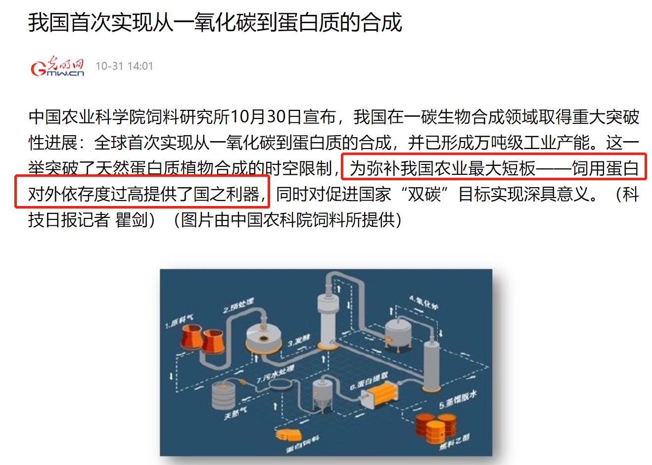 一氧化碳合成蛋白质工业化