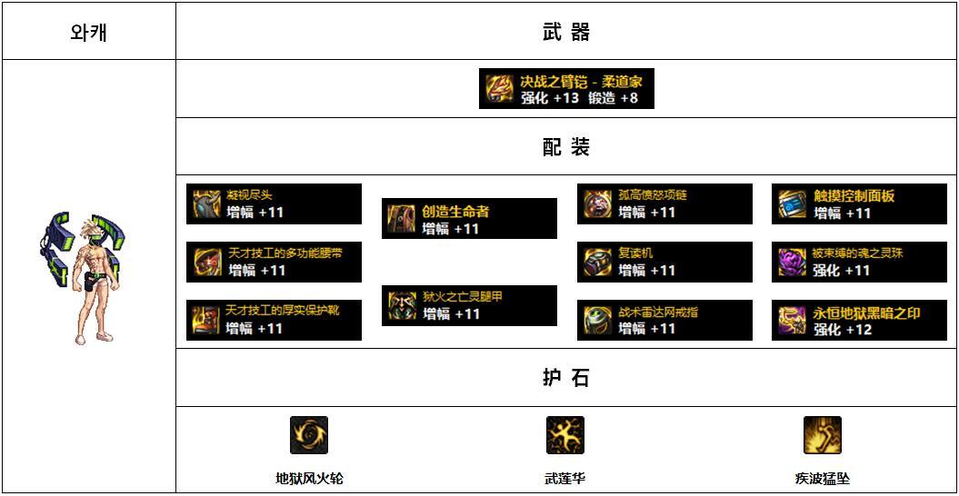 【杂谈：110版本】韩服各职业前5名装备搭配-男格斗篇18