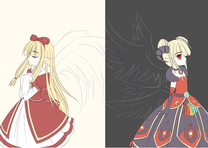 有生之年系列，13年前画的女法师韩服天3和暗黑郡主5