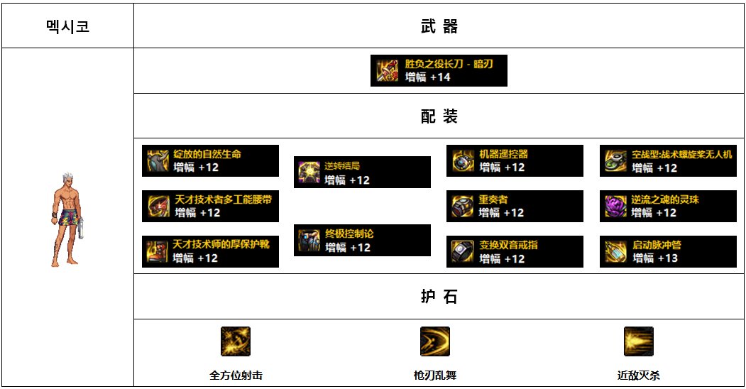 【杂谈：110版本】韩服各职业前5名装备搭配-枪剑士篇5