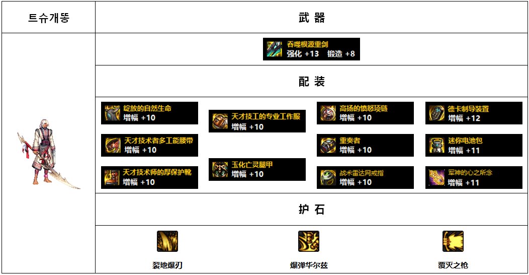 【杂谈：110版本】韩服各职业前5名装备搭配-枪剑士篇12