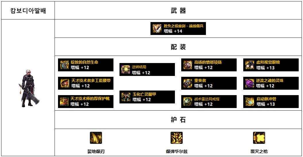 【杂谈：110版本】韩服各职业前5名装备搭配-枪剑士篇15