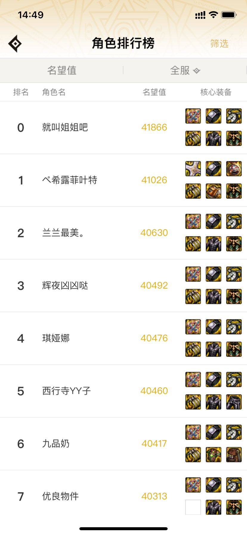 出现了助手名望榜第0顺位奶妈1