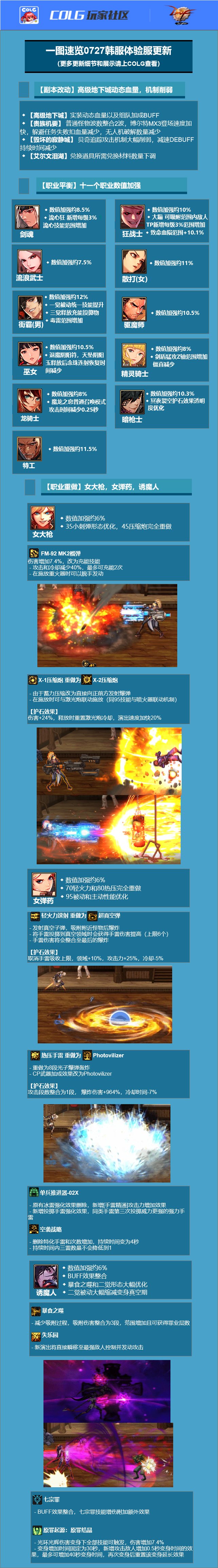 【前瞻：韩服更新】0727韩服体验服更新简单总结（三职业重做/十一职业加强）1