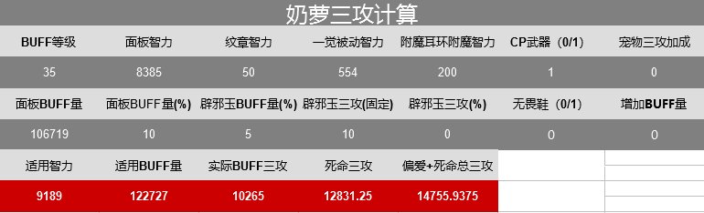 周年庆版本奶三攻计算表（包含缪斯）（更新缪斯正确唱歌版本）1