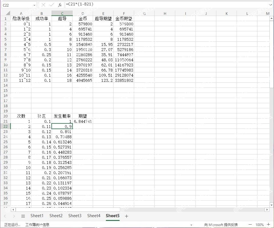 勋章强化的数学期望之算法更新1