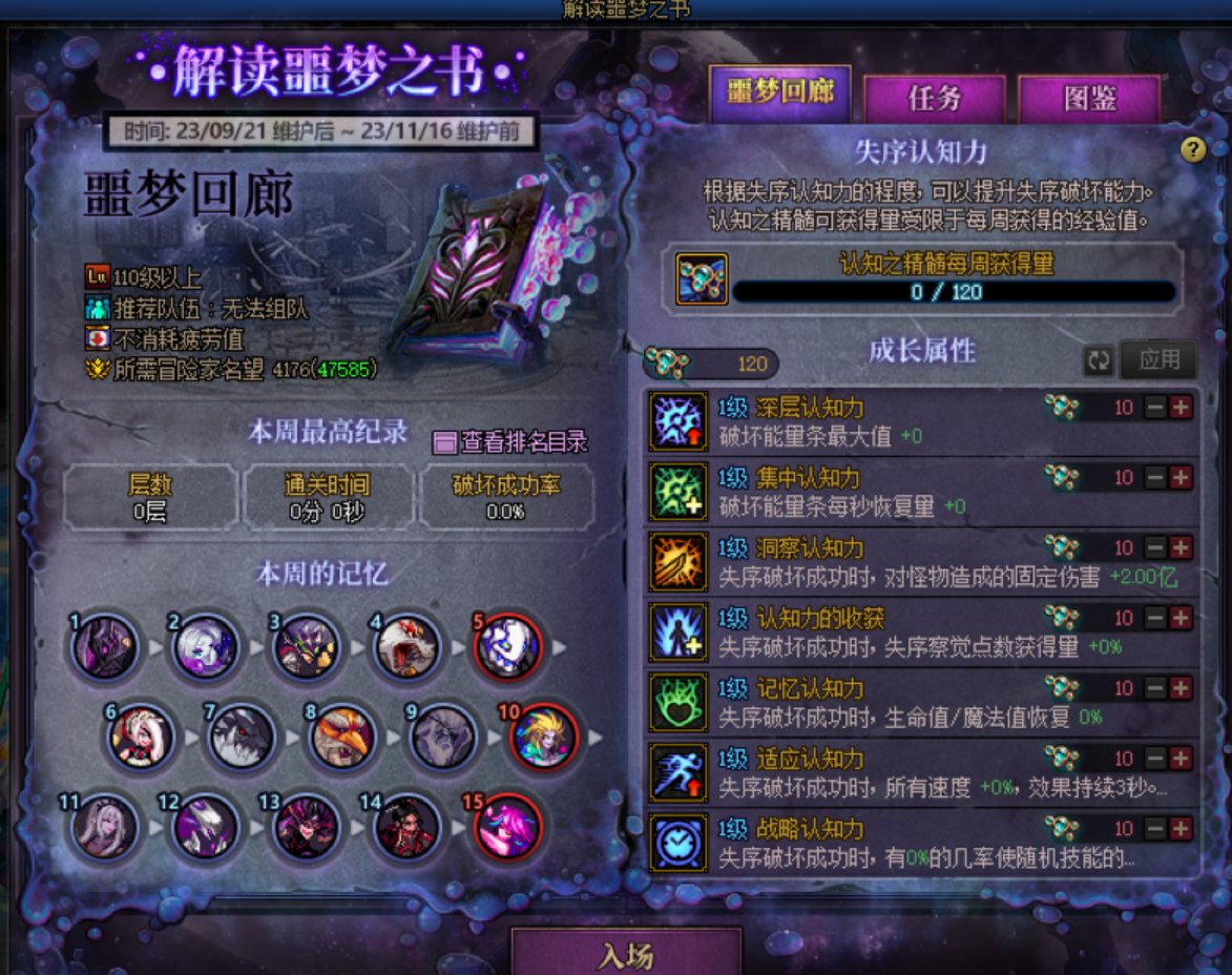 噩梦回廊上周的加点也吃掉了？？？1