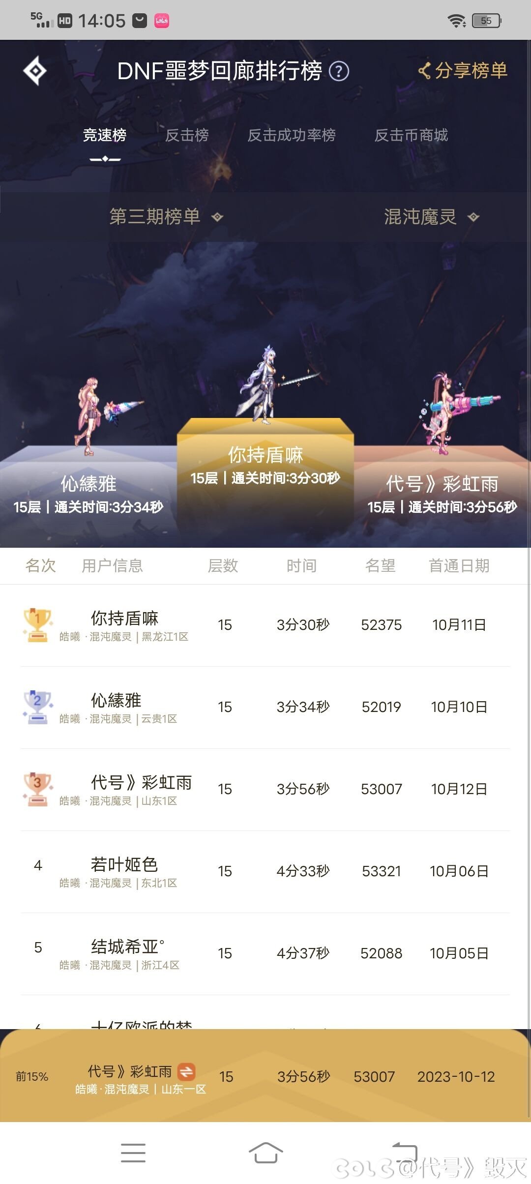 魔灵竞速榜第三领光环了，发波糖~1
