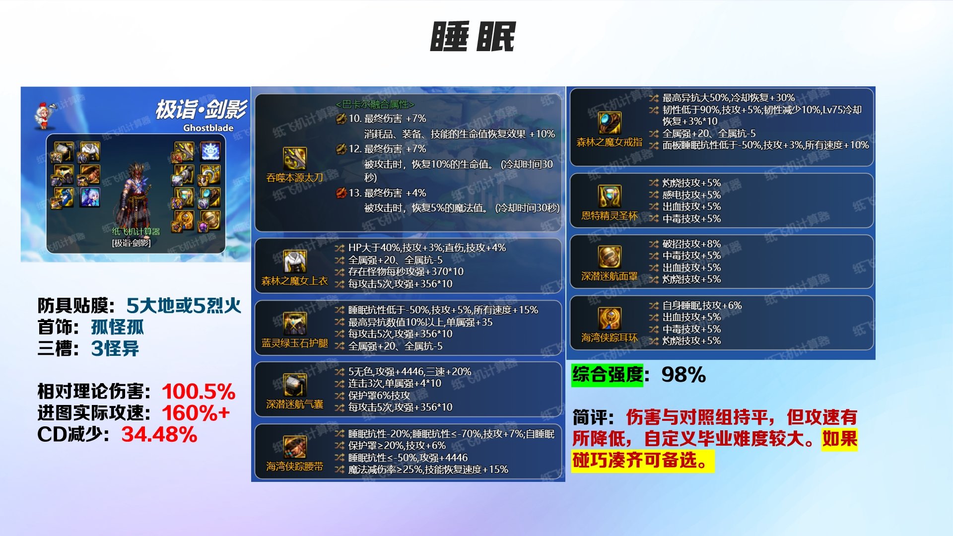 【剑影】3.21与雾神妮版本 9种装备搭配前瞻6