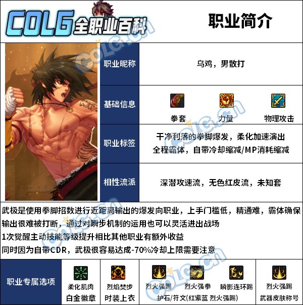 【110版本：职业百科】COLG全职业百科一一散打(男)(更新至苏醒之森版本)1