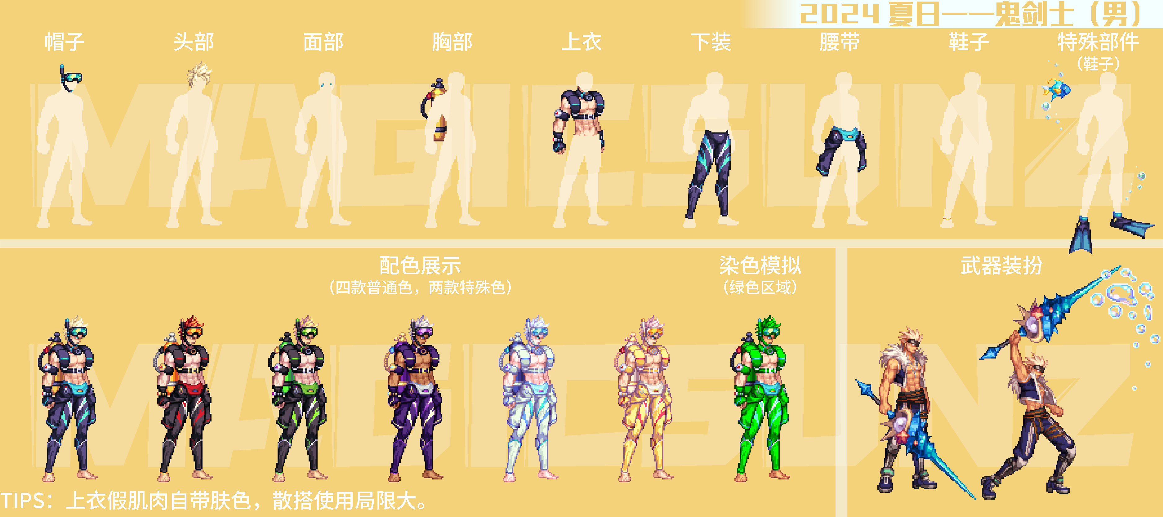 【分享:暖暖搭配】2024夏日瑰幻深海礼包时装点评——男鬼剑/女鬼剑/男枪手(一)2