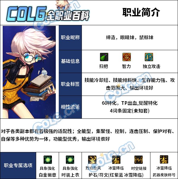 【110版本：职业百科】COLG全职业百科一一缔造者(更新至苏醒之森版本)1