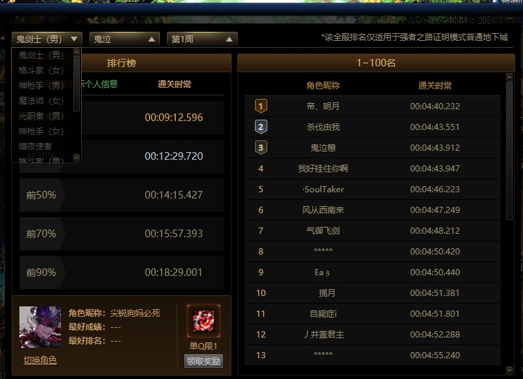 笑死 强者之路第一周鬼泣第一名成绩因为角色名称被和谐2