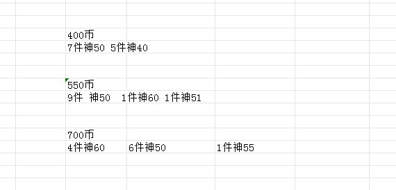 估算换代币需要的装备数量1
