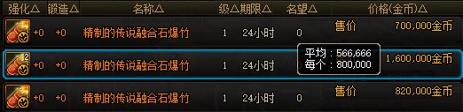 【攻略：竞拍产物】卓越的传说融合石袖珍罐到底有多卓越？融合石爆竹收益计算7