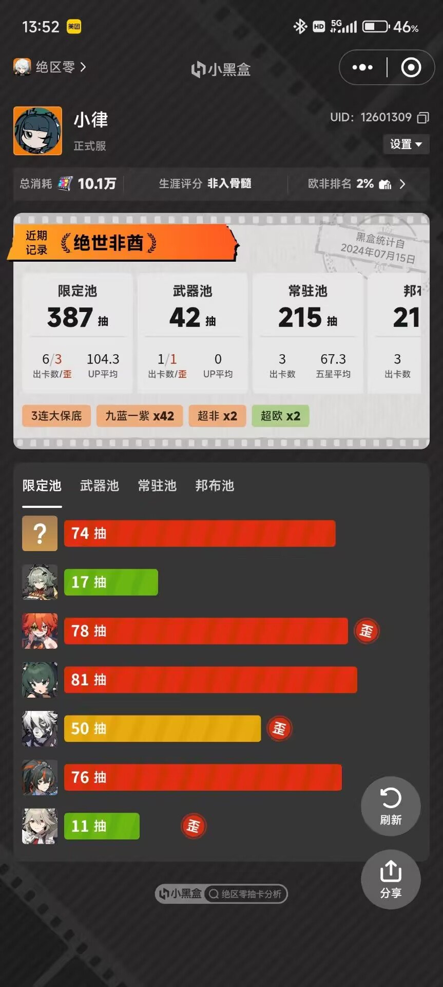 从开服到现在就没有不歪的1