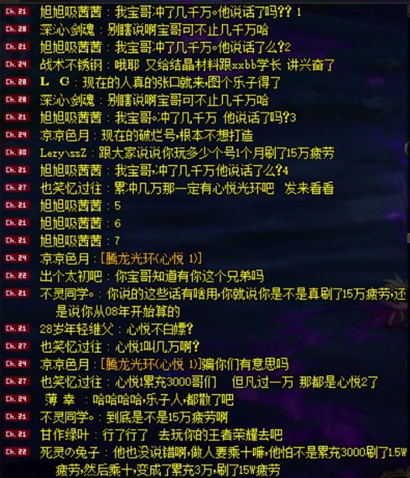 今日云玩家乐子——自称充3万刷15万疲劳没齐一套粉装的4.6名望大佬2