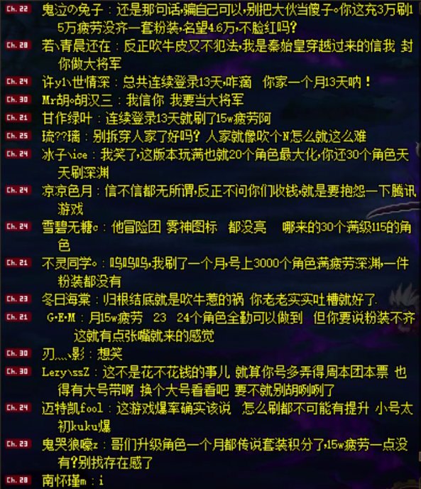 今日云玩家乐子——自称充3万刷15万疲劳没齐一套粉装的4.6名望大佬4