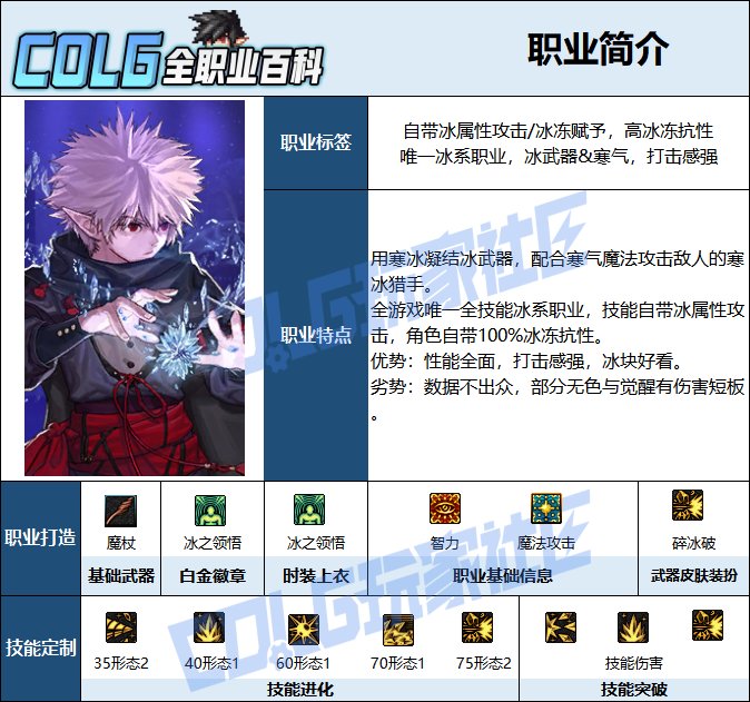 【115版本：职业百科】COLG全职业百科一一冰结师(更新至周年庆版本)2