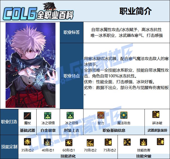 【115版本：职业百科】COLG全职业百科一一冰结师(更新至周年庆版本)2