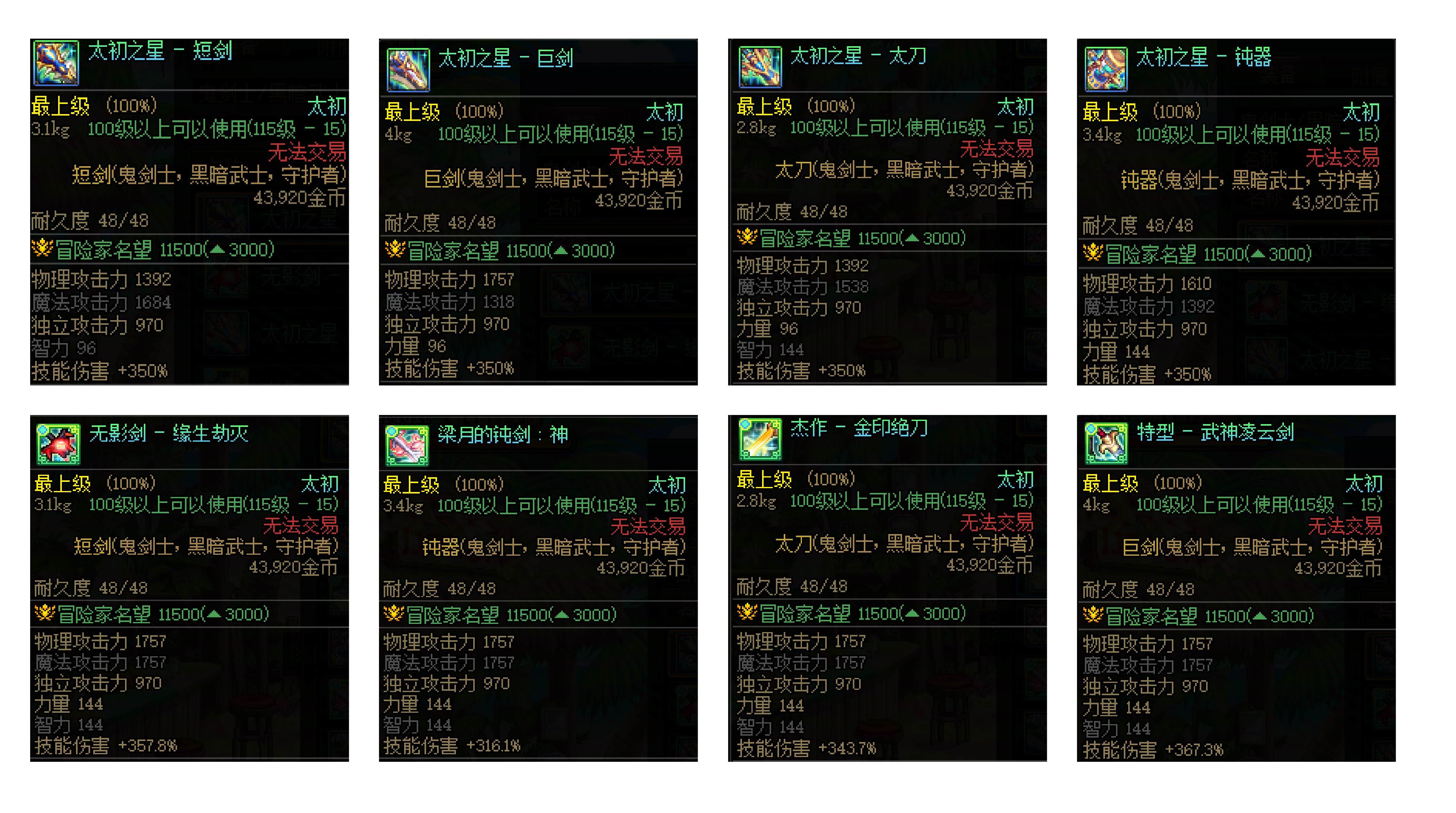 归根结底是因为115的传世制式武器固伤没有提升吧1