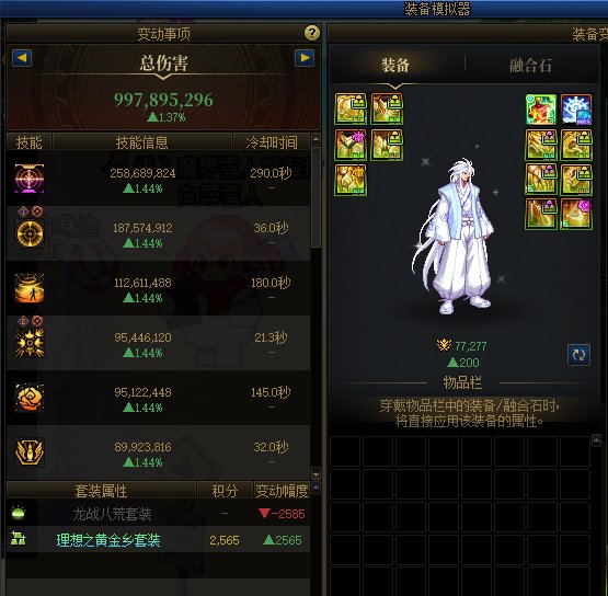 问下模拟伤害中，黄金乡的计算是根据实际增幅情况来的吗？1