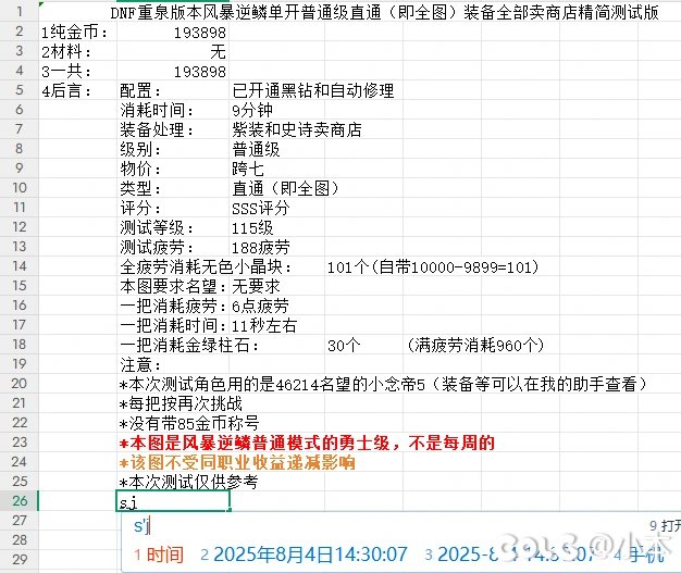 DNF端游风暴逆鳞普通级单开和普通级双开组队及往期单开勇士级搬砖收益对比10