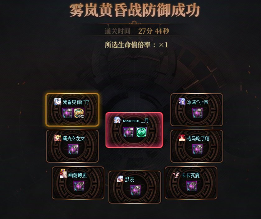 纪念超低配7.2第二次门槛雾岚黄昏团通关2