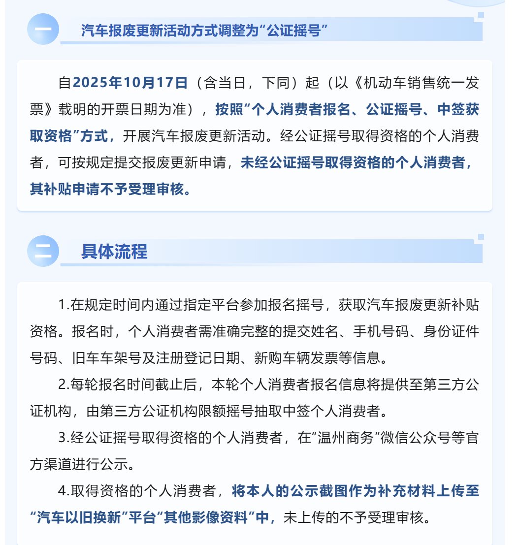 温州报废补贴改成摇号也是没想到的1