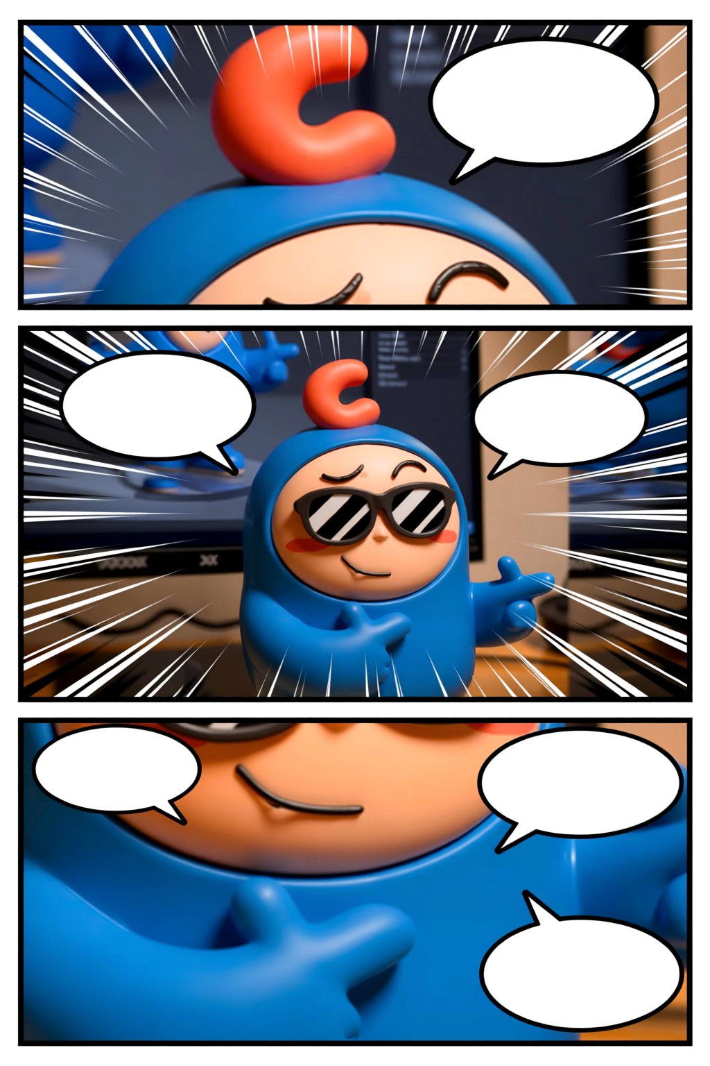 【AI漫画配文大赛】配文抽Q币！这格分镜怎么不按常理出牌？！2