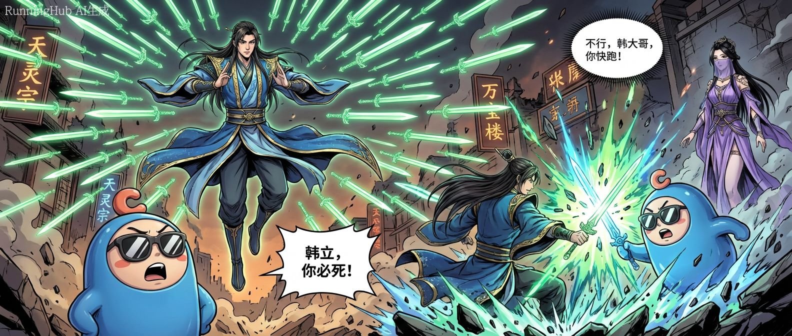 【AI漫画】战井盖，魔界烽烟起鏖战。救紫灵，韩立怒斗B天尊4