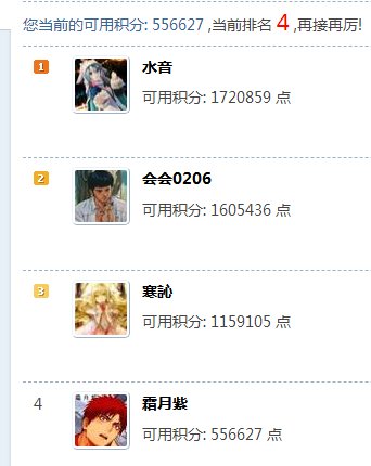 终于挤进积分四天王辣1