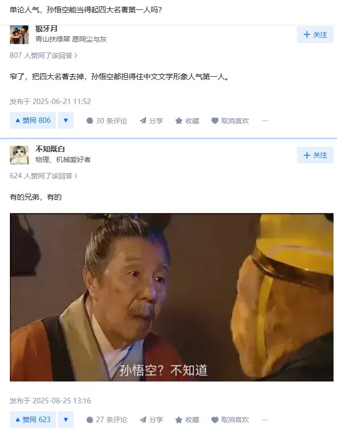 单论人气，孙悟空能当得起四大名著第一人吗？1